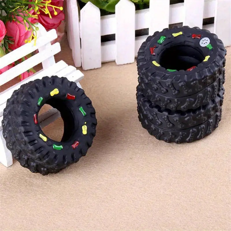 Mini Rubber Durable Squeaky Tire Dog Toy