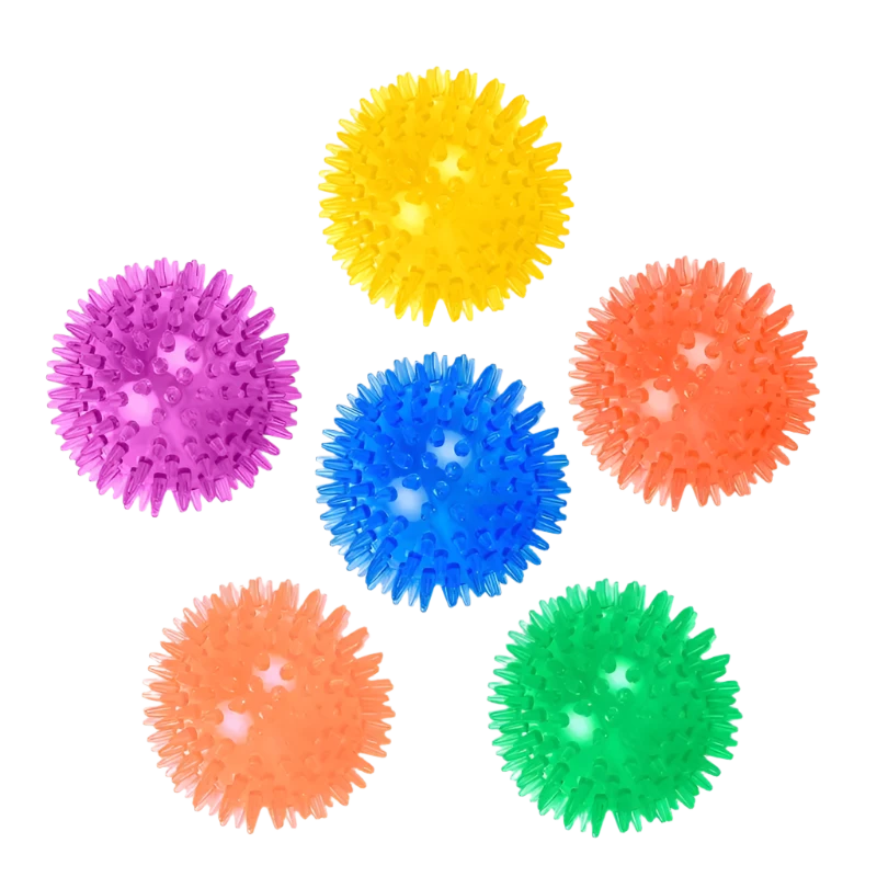 6 Durable Spiky Squeaky Dog Balls