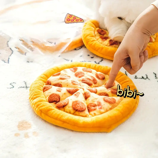 Interactive Crinkle Squeaky Dog Toy – Pizza Design