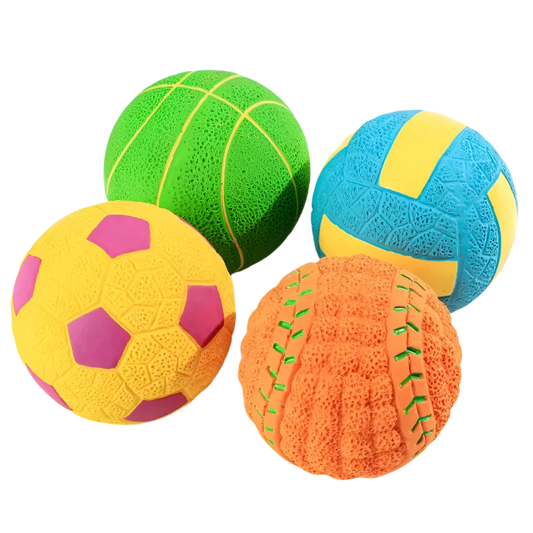 Indestructible Latex Interactive Squeaky Balls High Quality Ball (4PK)