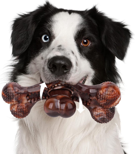 Tough Textured Double Bone with Movable Center for Heavy Chewers