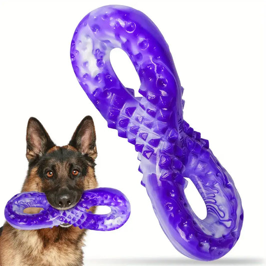 Purple 8-Ring Infinity Twisted Bacon Bone Chew Toy – Durable Nylon for Heavy Chewers