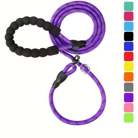 Reflective Anti-Slip Blue Dog Leash – Durable Nylon for All Sizes