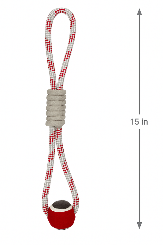 15" Rope Tennis Ball Dog Toy – Tug & Chew Toy (1PC RANDOM COLOR)