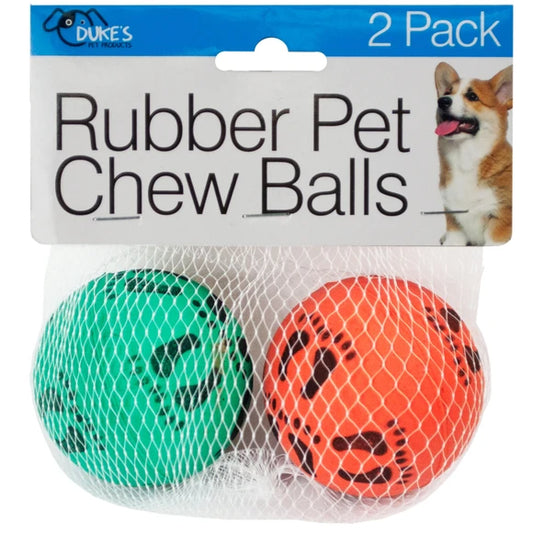 2-Pack Rubber Green and Red Chew Balls – Durable, Bouncy Dog Toys