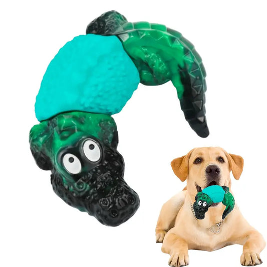 Green U-Shaped Alligator Ring Chew Toy – Tough, Fun & Built for Power Chewers