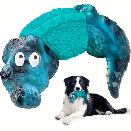 Blue U-Shaped Alligator Ring Chew Toy – Tough, Fun & Built for Power Chewers