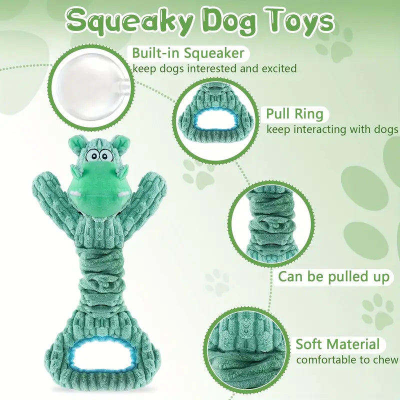 STRETCHY SQUEAKY TUG HIPPO