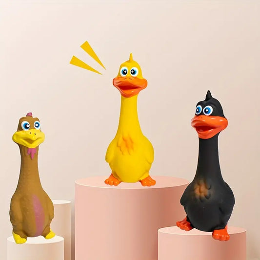Standup Squeaky Natural Latex Durable Duck Chew Toy