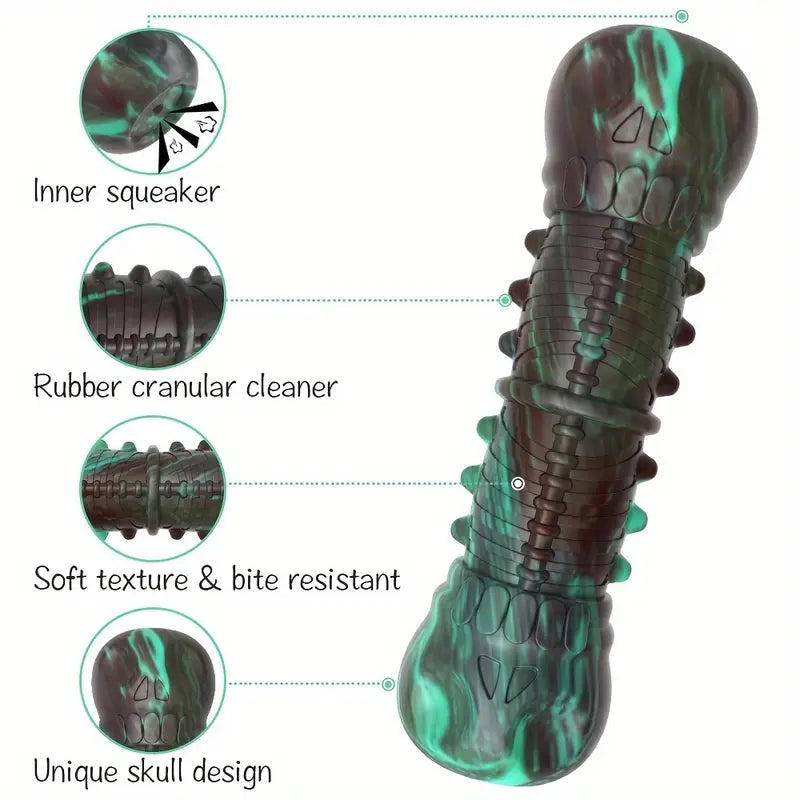 Purple & Green Skull Bone Indestructible Chew Toy