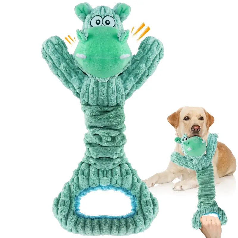 STRETCHY SQUEAKY TUG HIPPO
