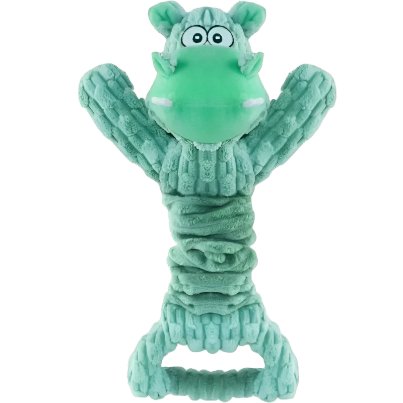 STRETCHY SQUEAKY TUG HIPPO