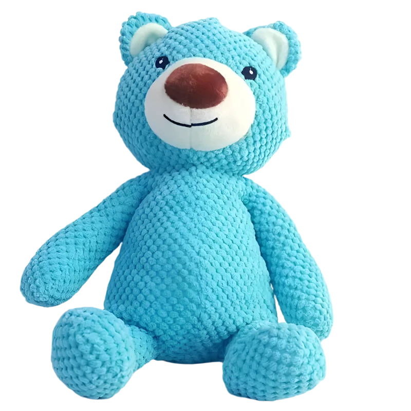 BLUE TEDDY BEAR PLUSH DOG TOY – Doggie Hush - Main Image