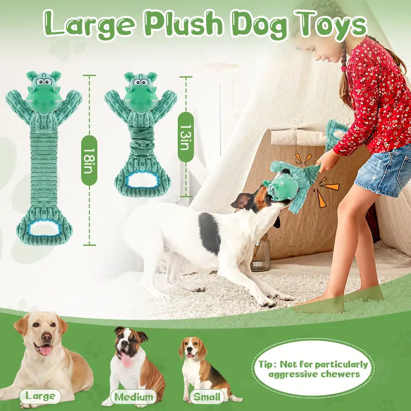 STRETCHY SQUEAKY TUG HIPPO
