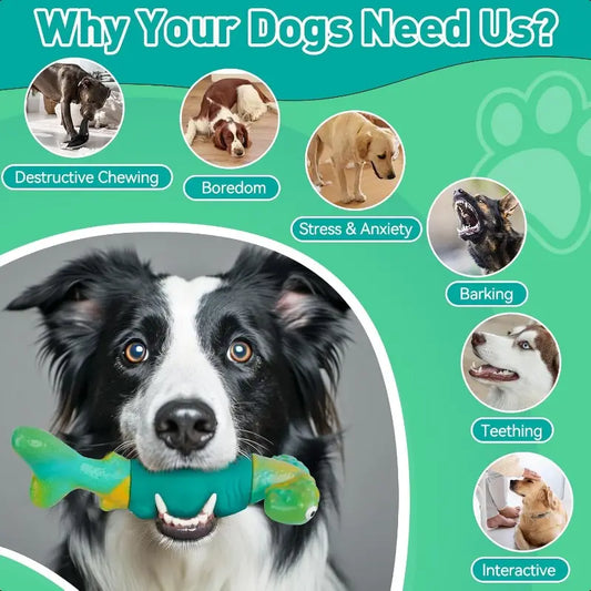 Shark Design Squeaky Dog Chew Toy Green For Aggressive Chewers