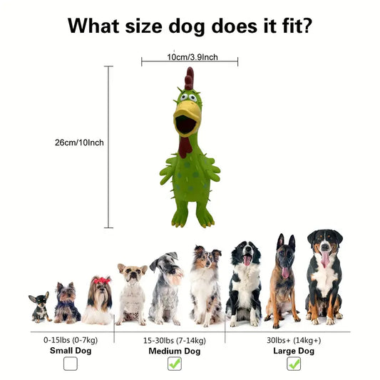 Squeaky Polka Dot Latex Green Rooster Dog Toy