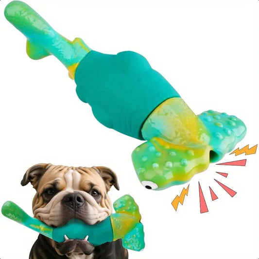 Shark Design Squeaky Dog Chew Toy Green For Aggressive Chewers