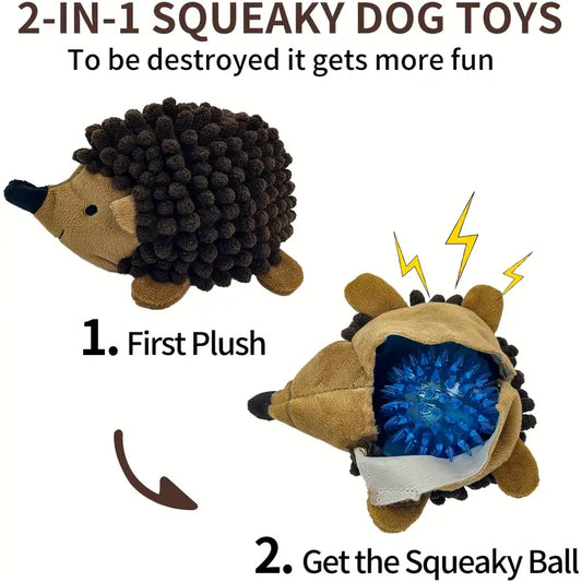 Durable Plush Squeaky Hedgehog Dog Toy For All Breeds