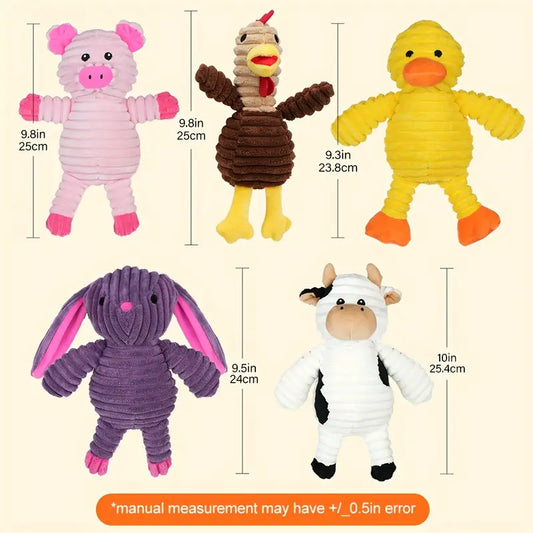 Assorted Animal Plush Dog Squeaky Toys – Fun & Soft Playtime
