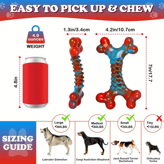 Blue & Red X-Design Bone Chew Toy – Durable Chew for Heavy Chewers