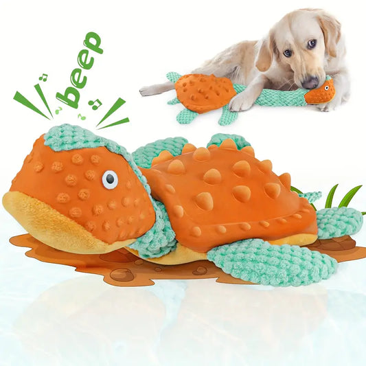 Multi Textured Turtle with Strong Shell Interactive Snuffle Pet Puzzle Toy Foldable Hide Food Turtle Squeaky Dog Toy