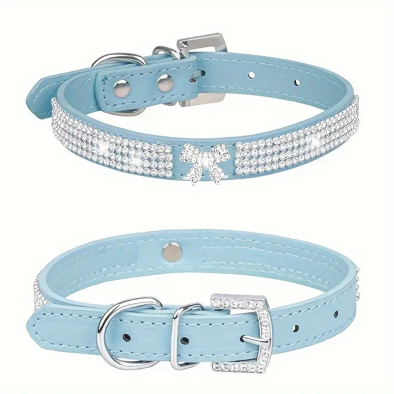 Shiny Rhinestone Collar – PU Leather Dog Collar