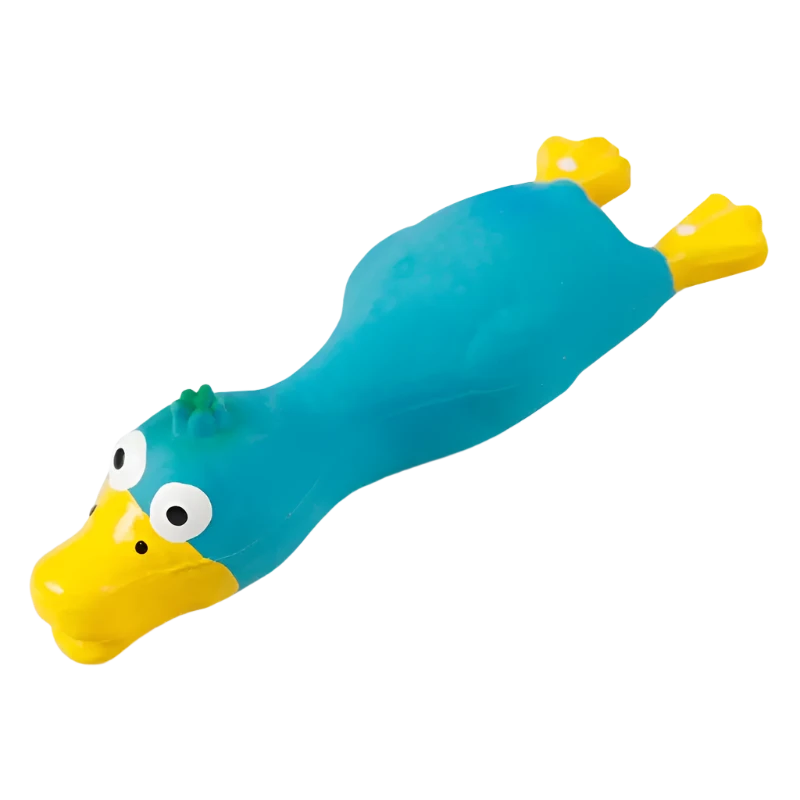 LAYING DOWN LATEX SQUEAKY DUCK DOG TOY