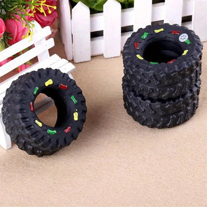 Mini Rubber Durable Squeaky Tire Dog Toy