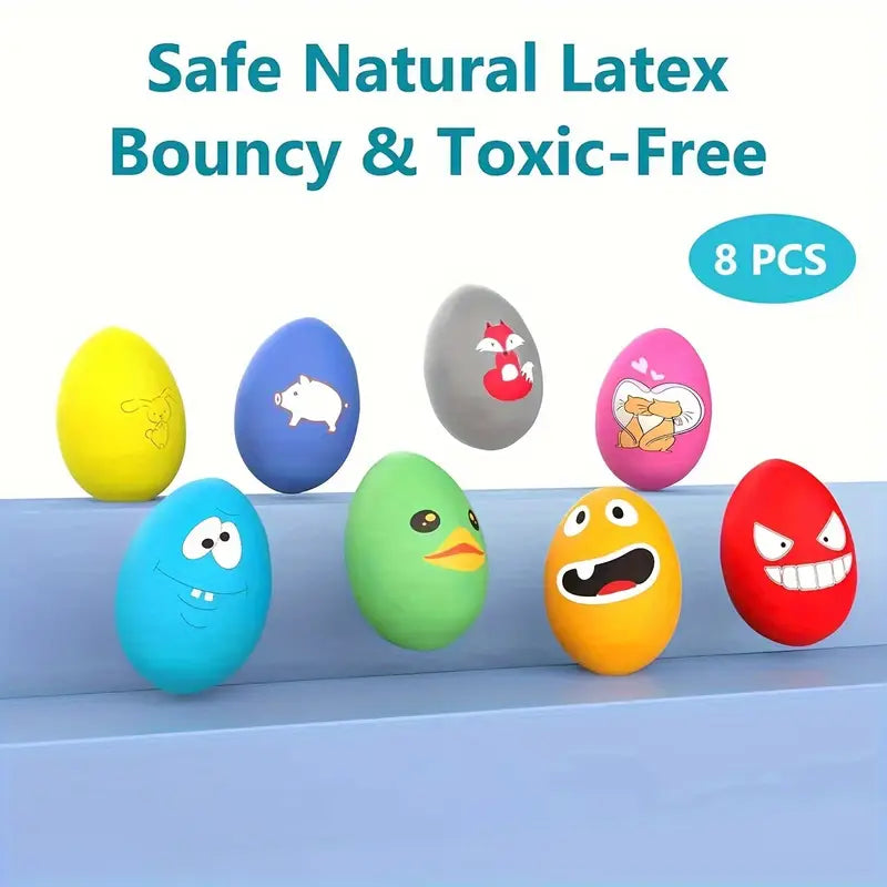 8pc Squeaky Latex Emoji Dog Toy Set