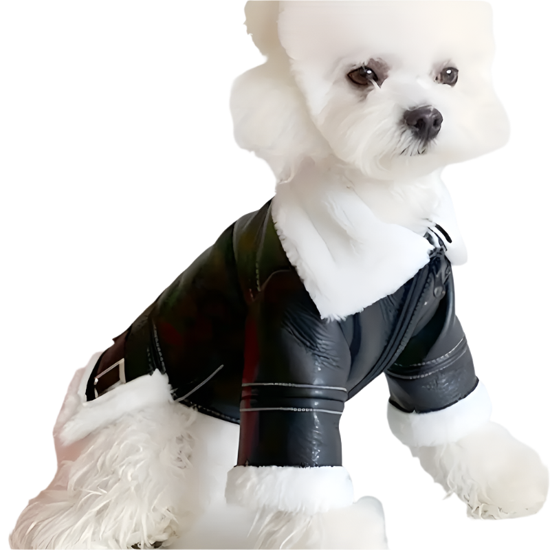Faux Leather Fur-Trim Dog Jacket