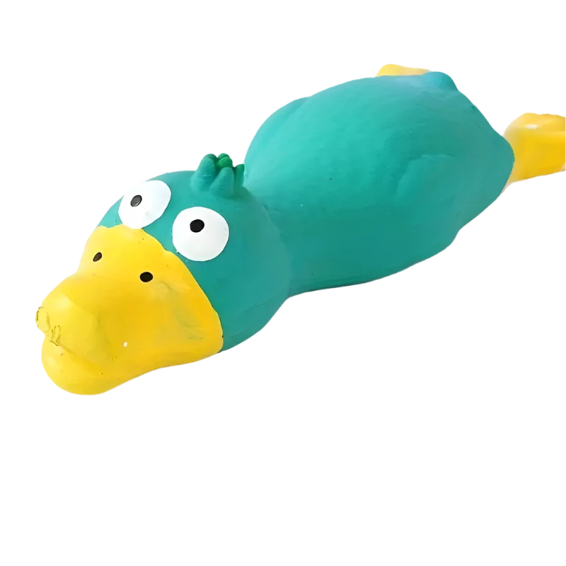 LAYING DOWN LATEX SQUEAKY DUCK DOG TOY