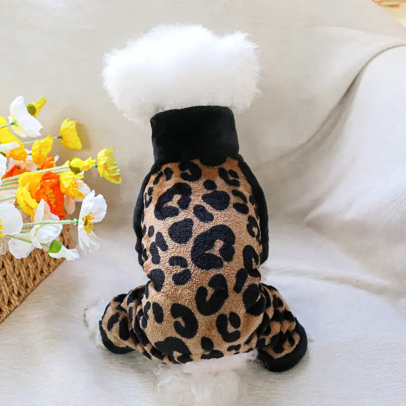 Leopard Plush Jumpsuit Sweater