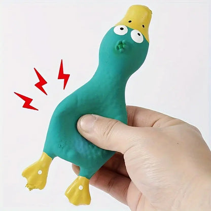LAYING DOWN LATEX SQUEAKY DUCK DOG TOY