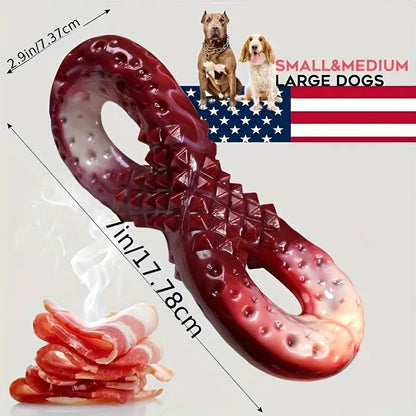 8-Ring Infinity Twisted Bacon Bone Chew Toy – Durable Nylon for Heavy Chewers