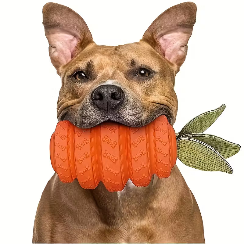 Rubber Orange Tire Dog Chew Toy with Leaves – Durable, Non-Toxic Play Toy