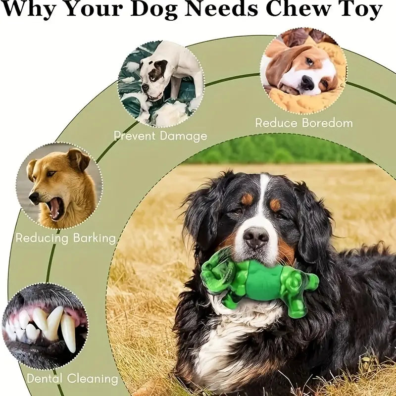 Green Rubber Bull Dog Toy For Heavy Chewers