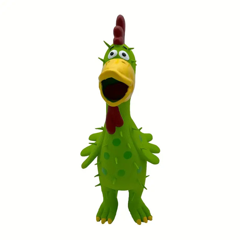 Squeaky Polka Dot Latex Green Rooster Dog Toy