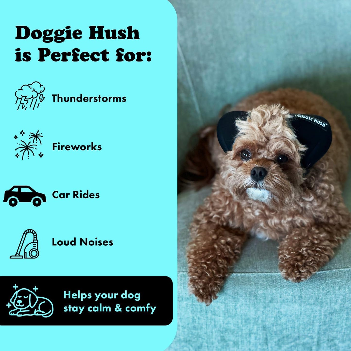 Doggie Hush™ Pro — Professional-Grade Noise-Cancelling Headphones/ Earmuffs for Dogs