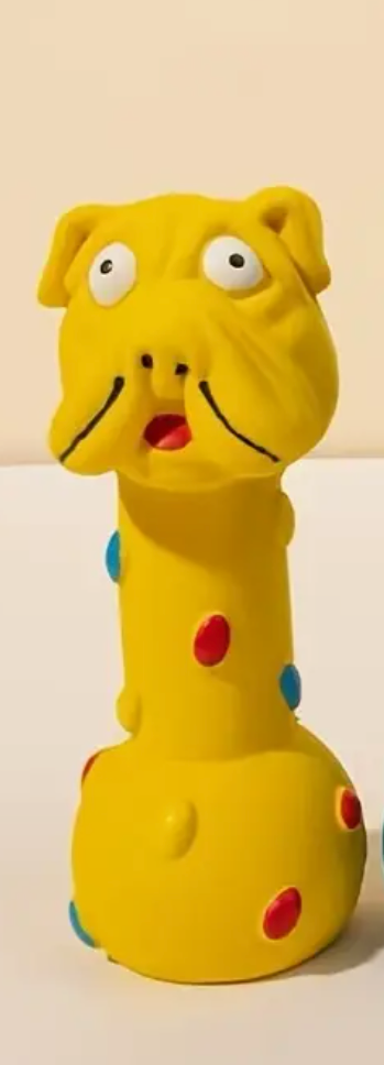 Yellow Latex Dumbbell Dog Toy