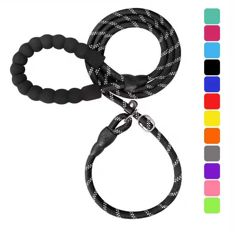 Reflective Anti-Slip Blue Dog Leash – Durable Nylon for All Sizes