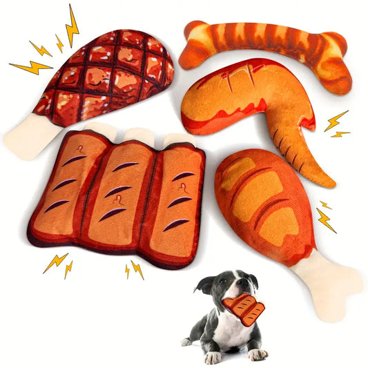 BBQ Plush Squeaky Dog Toy – Stuffed Chew Toy(1PC)