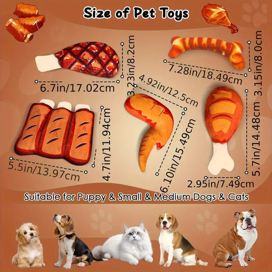 BBQ Plush Squeaky Dog Toy – Stuffed Chew Toy(1PC)