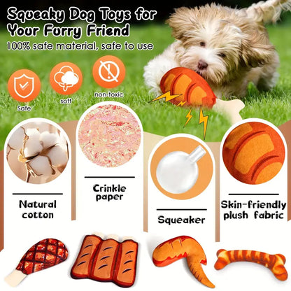 BBQ Plush Squeaky Dog Toy – Stuffed Chew Toy(1PC)