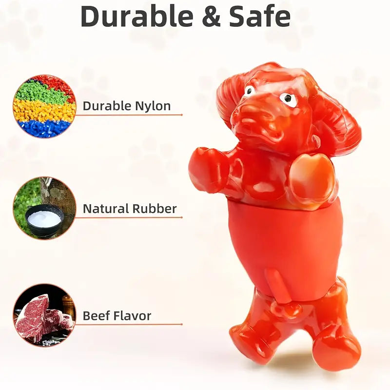 Flame Red-Colored Bull Healthy Chew Toy For Heavy Chewers
