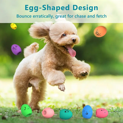 8pc Squeaky Latex Emoji Dog Toy Set