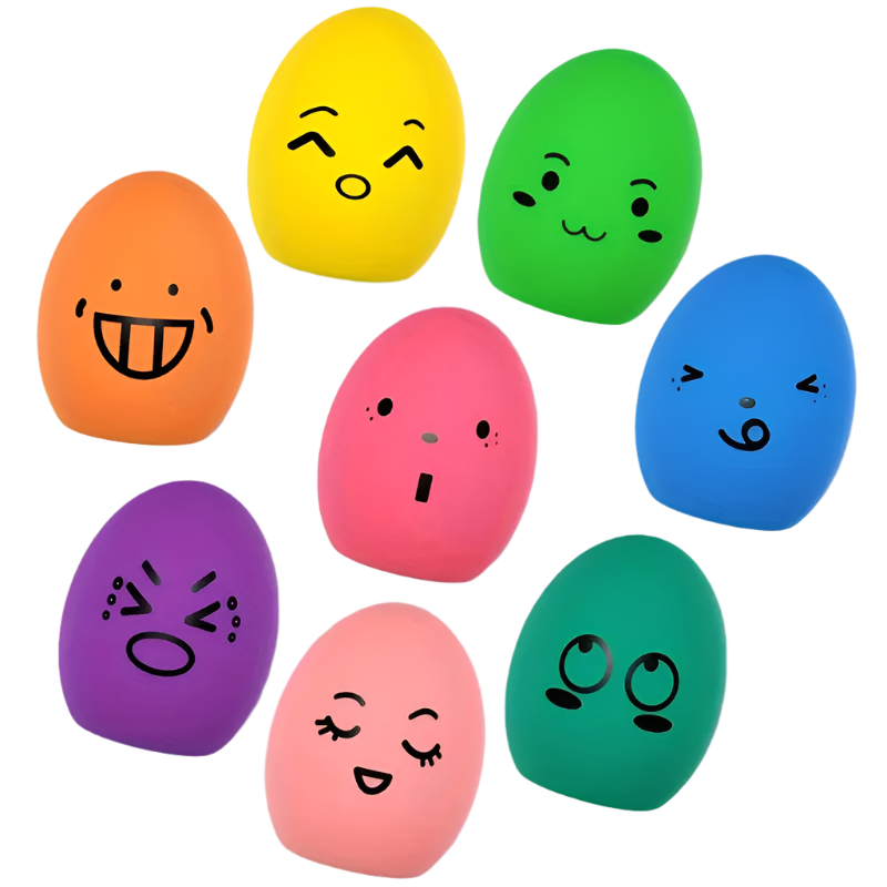 8pc Squeaky Latex Emoji Dog Toy Set