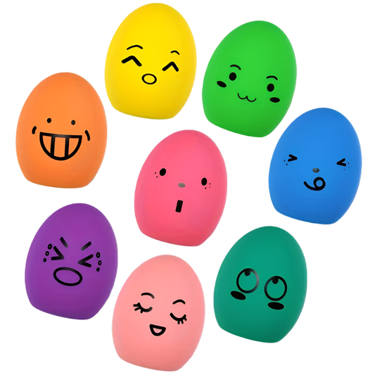 8pc Squeaky Latex Emoji Dog Toy Set