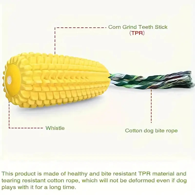 DURABLE CORN-SHAPED RUBBER SQUEAKY DOG TOY