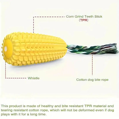 DURABLE CORN-SHAPED RUBBER SQUEAKY DOG TOY