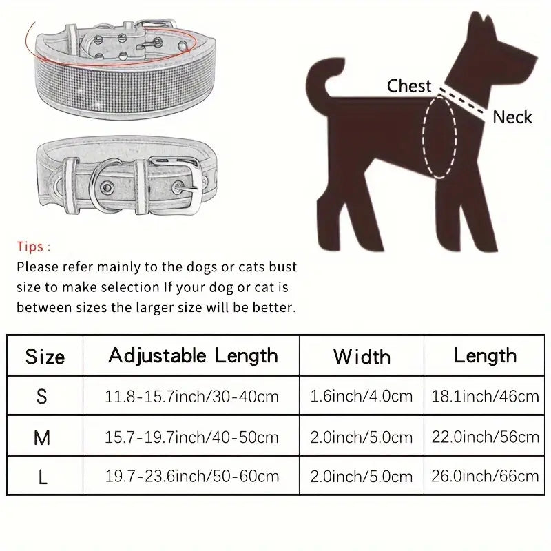 Sparkling Rhinestone Dog Collars - Adjustable Pet Collar with Glitter Bling